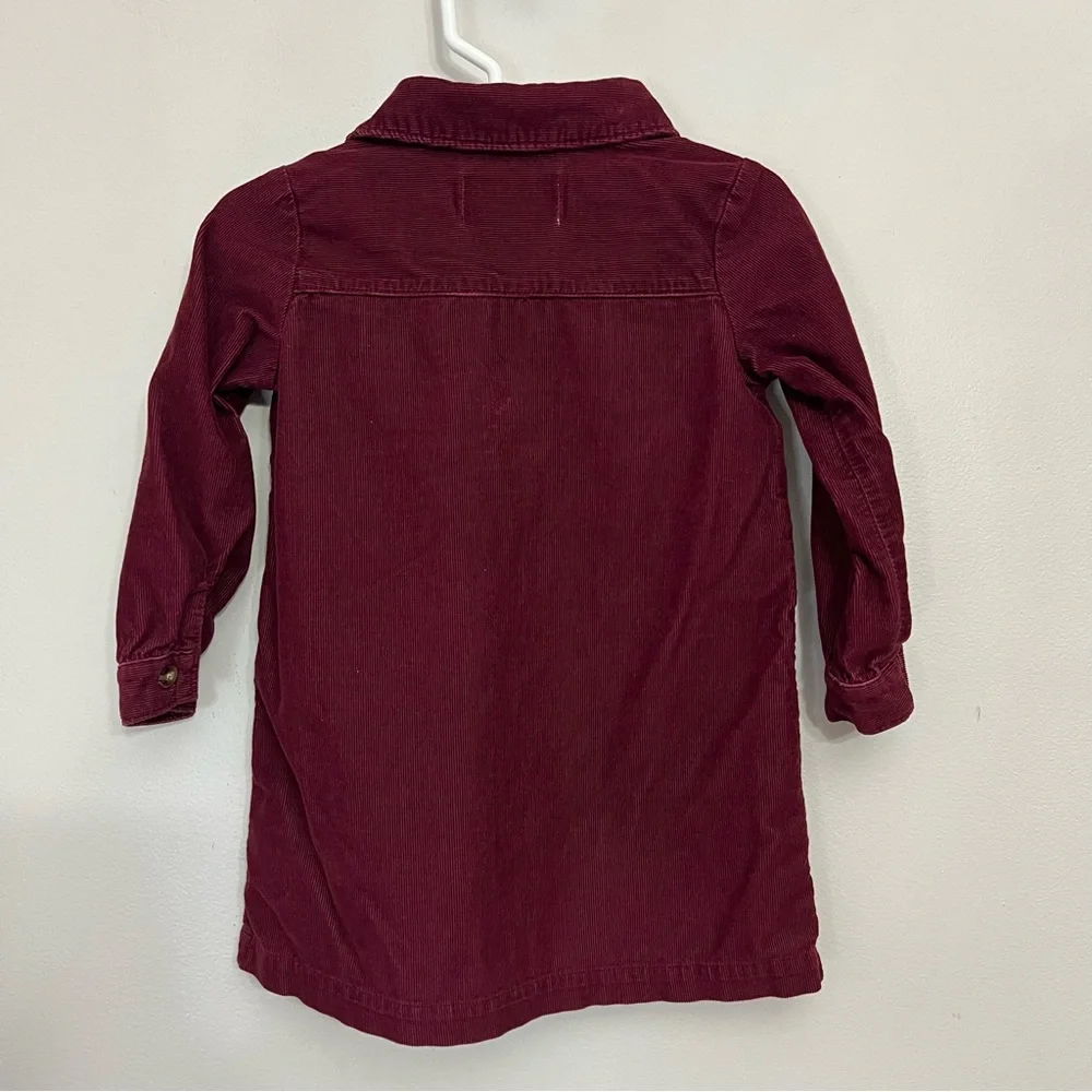 Old Navy Toddler Corduroy Shirt Dress Maroon Size 2T Christmas Holiday Sweet